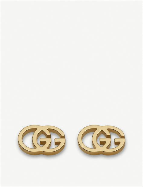 gucci double gg tissue 18ct gold stud earrings|gucci gold jewellery earrings.